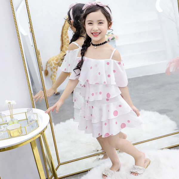 Модерна детска рокля на точки за момичета в няколко цвята