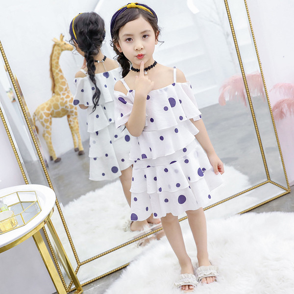 Модерна детска рокля на точки за момичета в няколко цвята