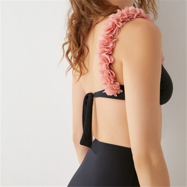 Стилен цял бански костюм от две части с висока талия в три цвята