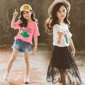 Μοντέρνο παιδικό μπλουζάκι σε τρία χρώματα για κορίτσια