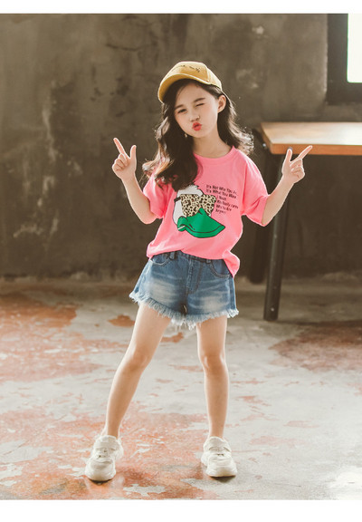 Детска модерна тениска в три цвята за момичета