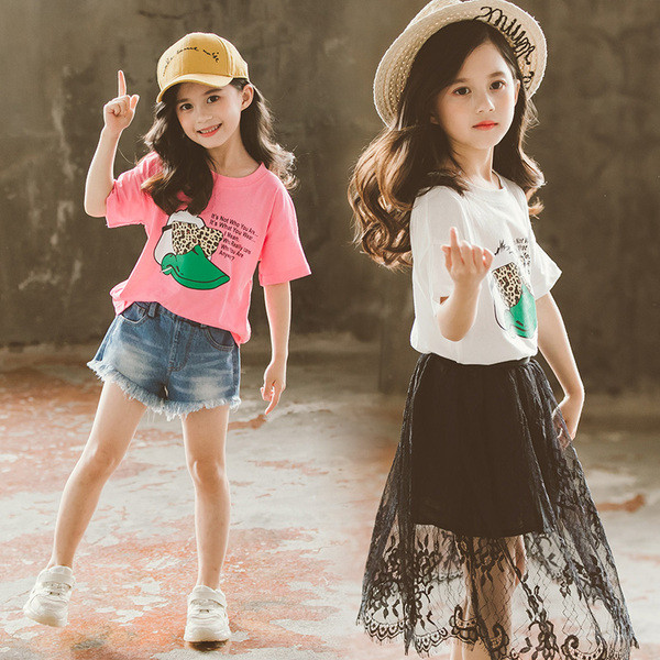 Детска модерна тениска в три цвята за момичета