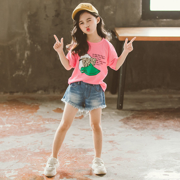 Детска модерна тениска в три цвята за момичета