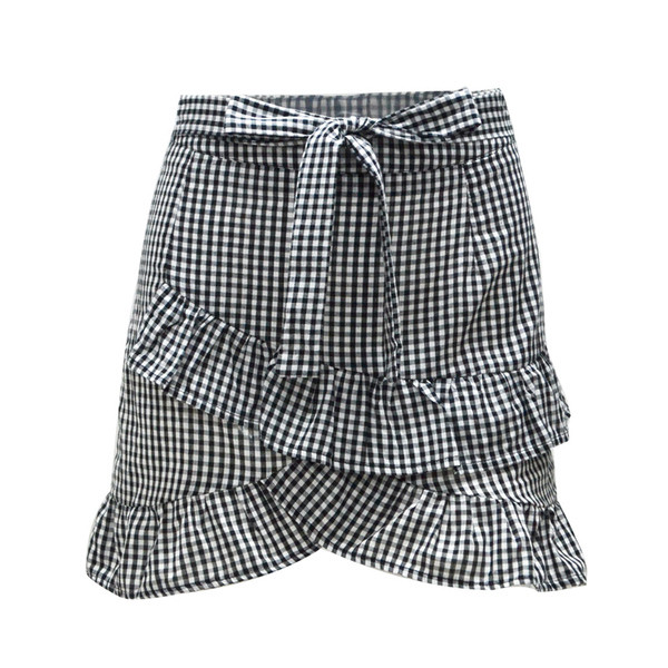 Дамска модерна карирана  пола в черно-бял цвят 