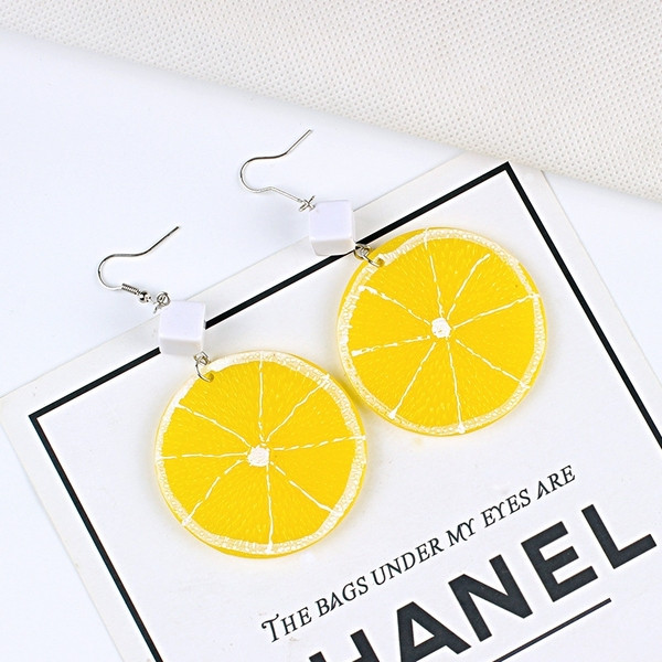 Ежедневни дамски обеци в жълт цвят 