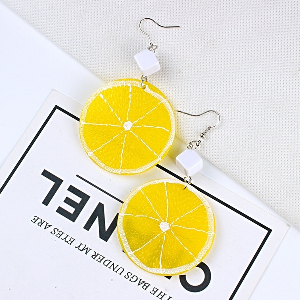 Ежедневни дамски обеци в жълт цвят 