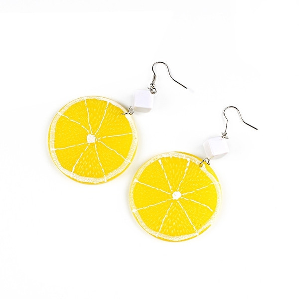 Ежедневни дамски обеци в жълт цвят 