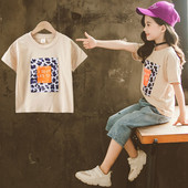 Стилна детска тениска в три цвята за момичета