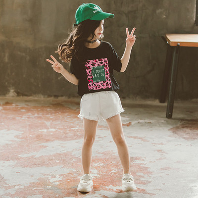 Стилна детска тениска в три цвята за момичета