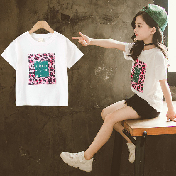 Стилна детска тениска в три цвята за момичета