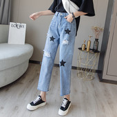 Blugi de dama moderni model lat cu aplicatii si motive rupte