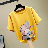 Tricou dama in trei culori cu aplicatie si decolteu O