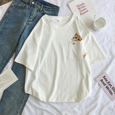 Tricou dama in trei culori cu buzunar si aplicatie