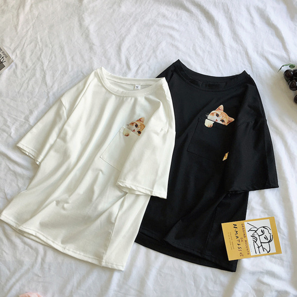 Tricou dama in trei culori cu buzunar si aplicatie