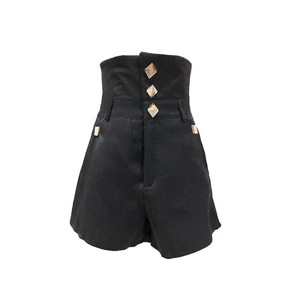 Стилен дамски панталон с копчета и висока талия в три цвята