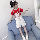 Модерен детски комплект за момичета в червен и лилав цвят