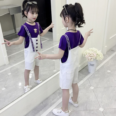 Модерен детски комплект за момичета в червен и лилав цвят