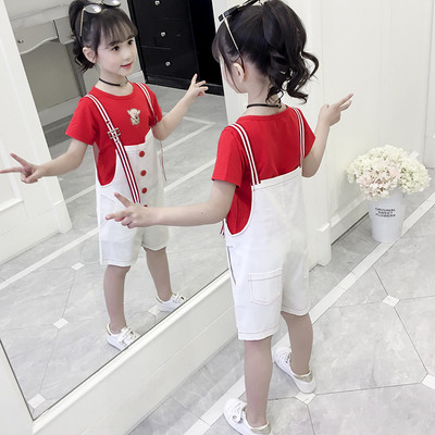 Модерен детски комплект за момичета в червен и лилав цвят