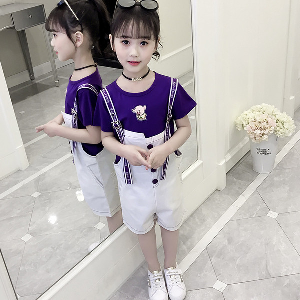 Модерен детски комплект за момичета в червен и лилав цвят