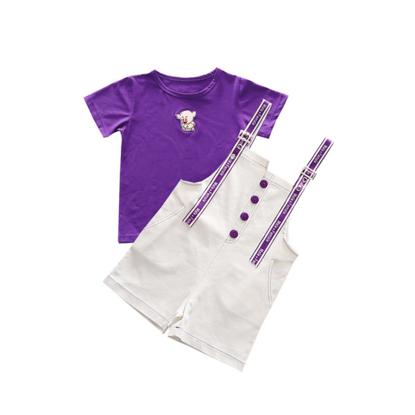 Модерен детски комплект за момичета в червен и лилав цвят