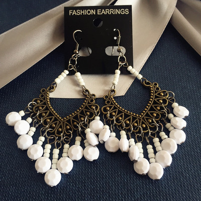 Стилни дамски обеци с камъни в няколко цвята 