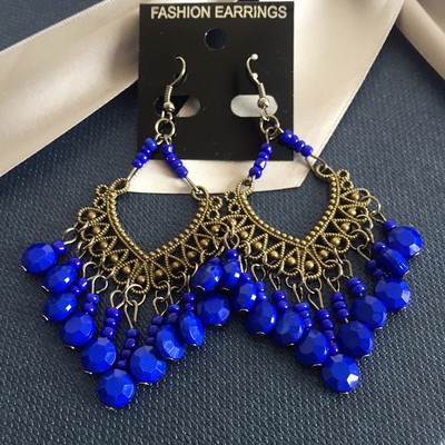 Стилни дамски обеци с камъни в няколко цвята 