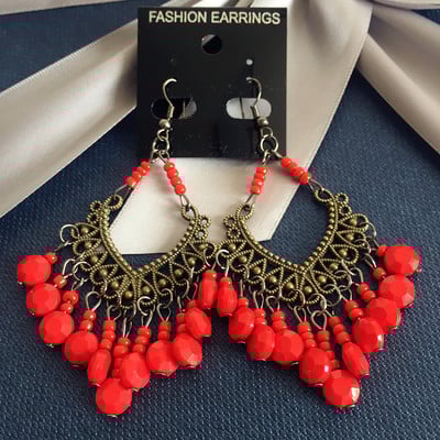 Стилни дамски обеци с камъни в няколко цвята 