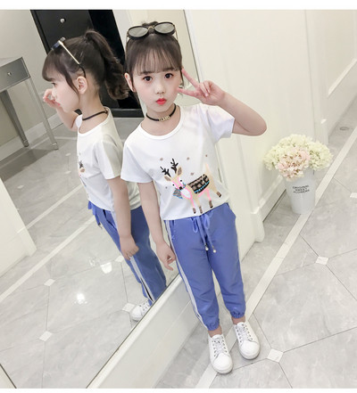 Спортно-елегантен детски комплект за момичета в розов и син цвят