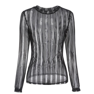 Bluza de dama transparenta cu decolteu O in negru