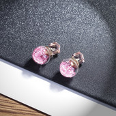 Стилни дамски обеци във формата на топка в няколко цвята 