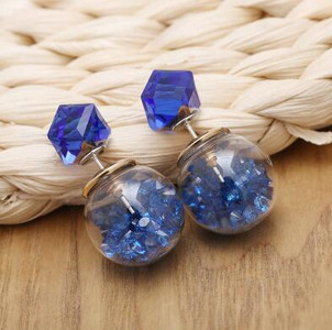 Стилни дамски обеци във формата на топка в няколко цвята 