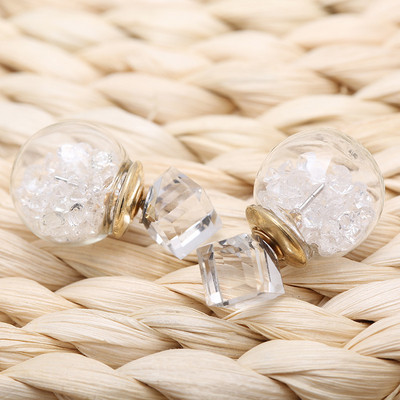 Стилни дамски обеци във формата на топка в няколко цвята 