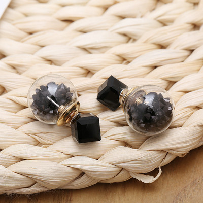 Стилни дамски обеци във формата на топка в няколко цвята 