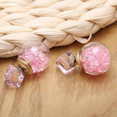 Стилни дамски обеци във формата на топка в няколко цвята 