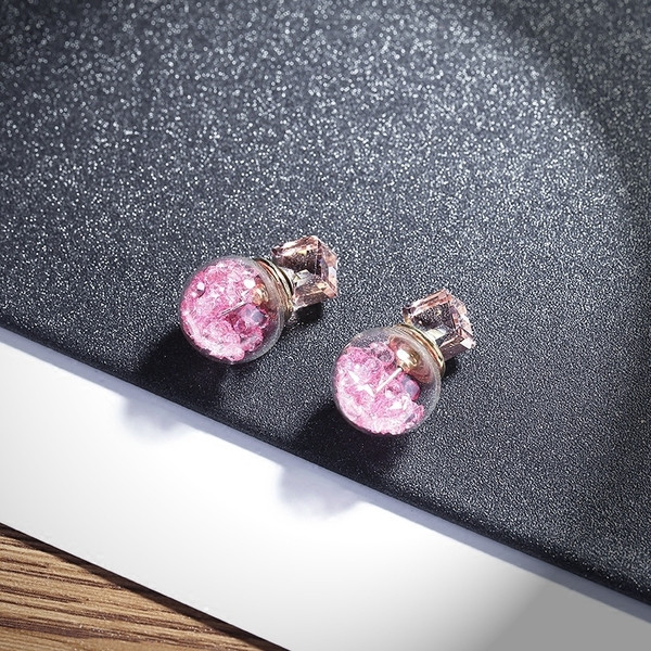 Стилни дамски обеци във формата на топка в няколко цвята 