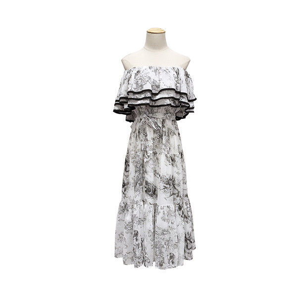 Дълга лятна рокля с голи рамене в два цвята