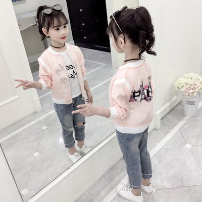 Нов модел детски яке в розов и лилав цвят за момиче