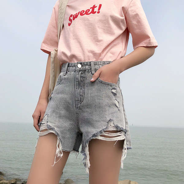 Ежедневни къси дънкови панталони в син и сив цвят