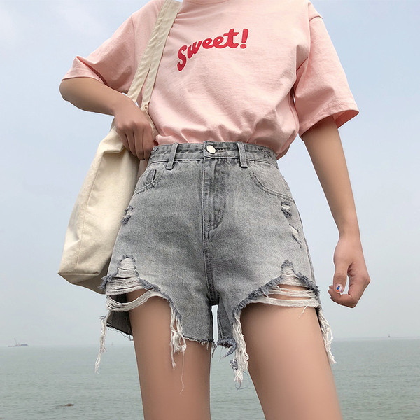 Ежедневни къси дънкови панталони в син и сив цвят