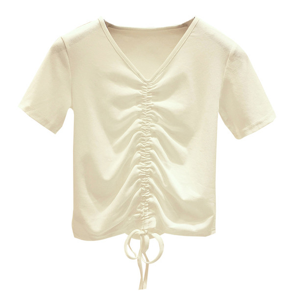 Tricou dama alb si negru cu decolteu in V