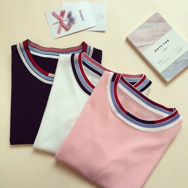 Tricou casual dama in trei culori cu decolteu O