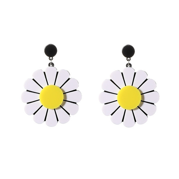 Cercei casual dama alb cu forma de floare