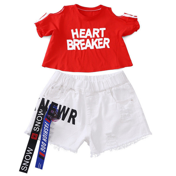 Стилен детски комплект панталон и блуза за момичета