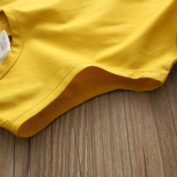 Разкроена детска рокля в жълт цвят за момичета