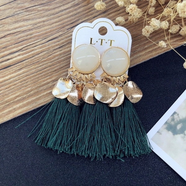 Стилни дамски висящи обеци с камъни в няколко цвята 