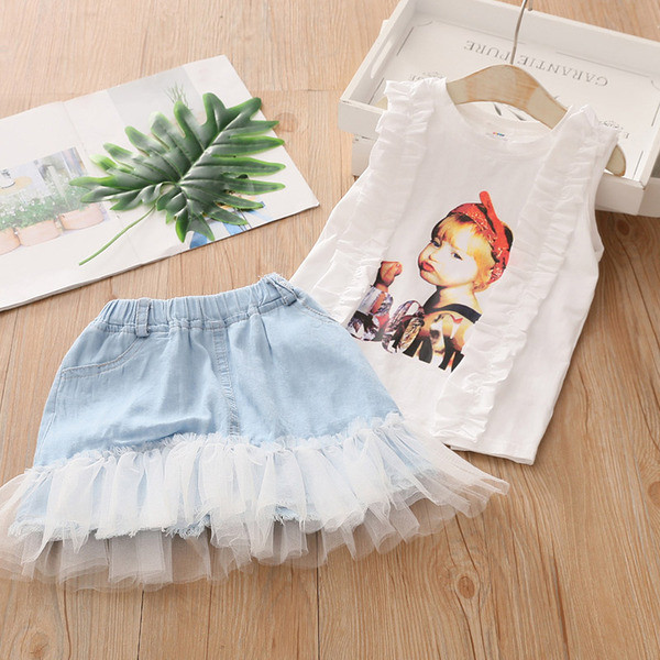 Нов модел детски комплект пола и блуза за момичета