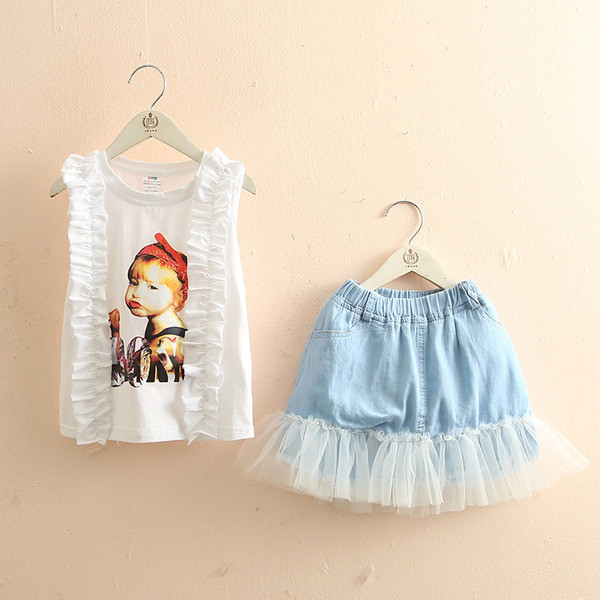 Нов модел детски комплект пола и блуза за момичета