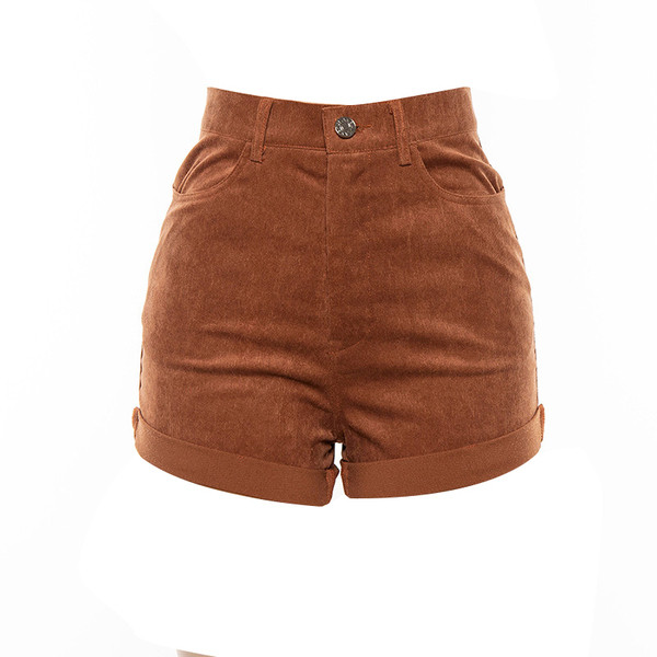 Модерни дамски къси  панталони с висока талия в два цвята 