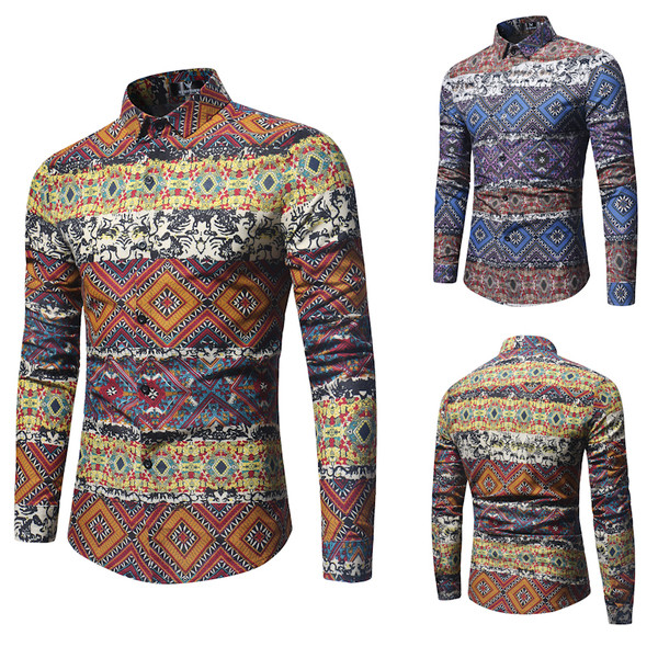 Camasa multicolora pentru barbati cu maneca lunga