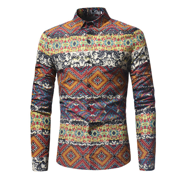 Camasa multicolora pentru barbati cu maneca lunga